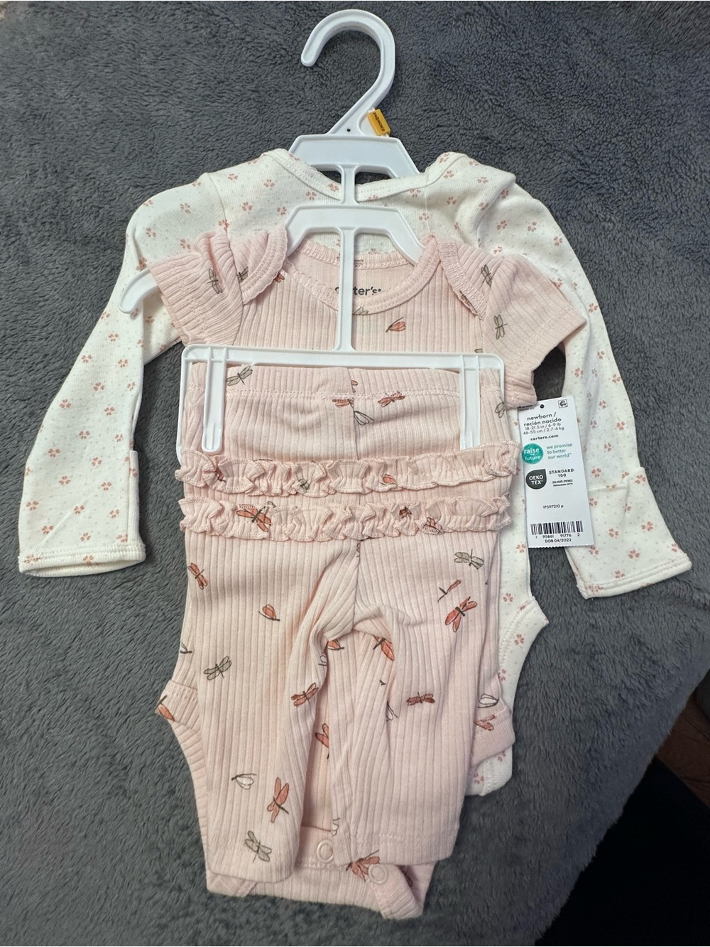 Carter's Pink and Cream Floral Ruffle Newborn Outfit Set